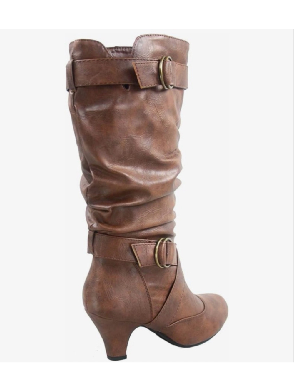 NEW Brown Forever Link Maggie Low Heel Zipper Slouchy Mid-Calf Boot 8.5 - Picture 2 of 5